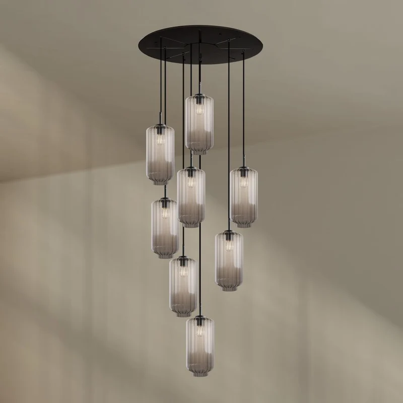 s.luce Velo 8-flammige Galerieleuchte Ø 80cm Baldachin Ø 18cm