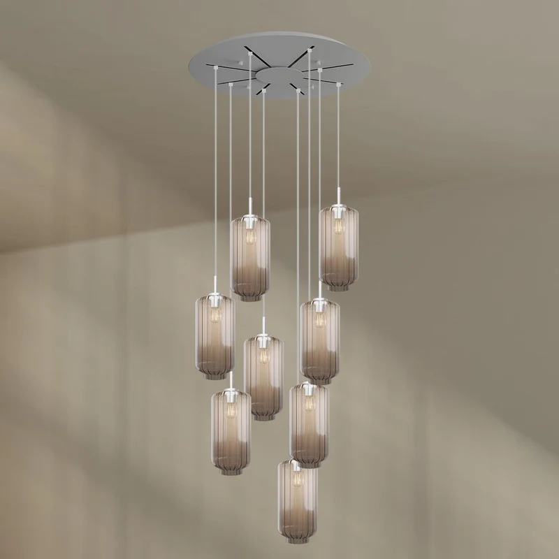 s.luce Velo 8-flammige Galerieleuchte Ø 80cm Baldachin Ø 18cm