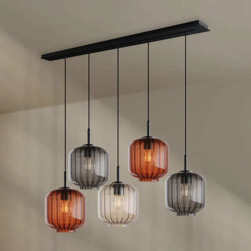 s.luce Velo Esstischlampe 5-flammig 160cm Baldachin Ø 20cm