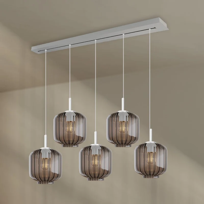 s.luce Velo Esstischlampe 5-flammig 160cm Baldachin Ø 20cm