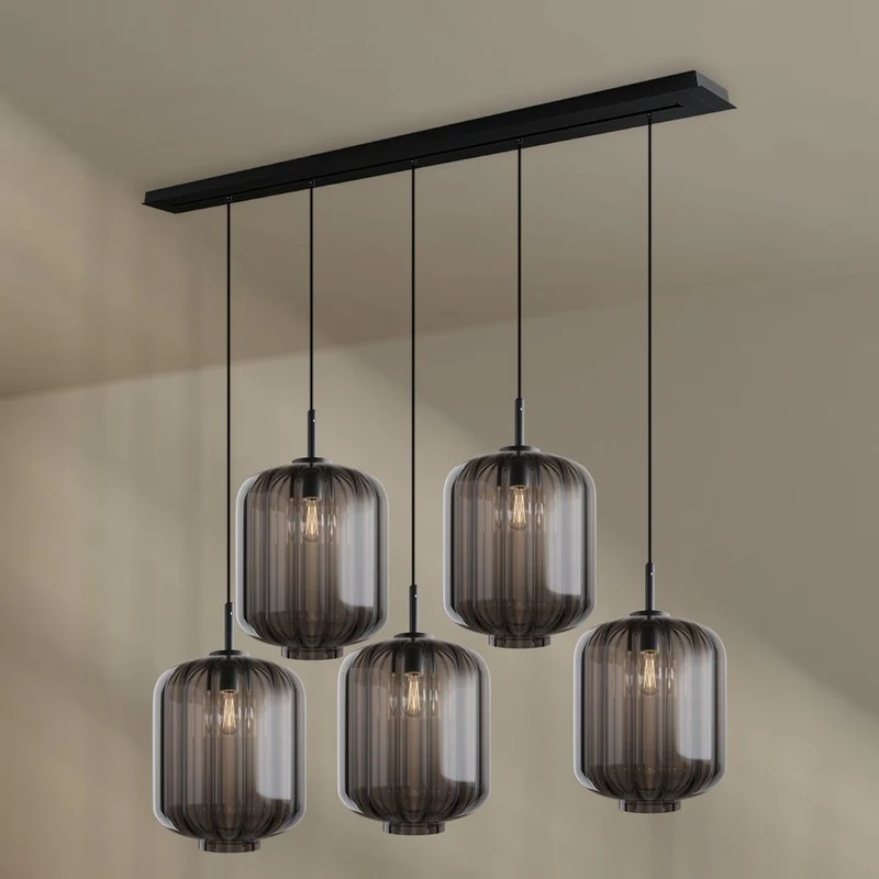 s.luce Velo Esszimmerleuchte 5-flammig Baldachin 160cm Ø 25cm