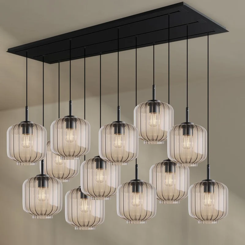 s.luce Velo Esstischlampe 12-flammig 200cm 3-reihig Ø 20cm