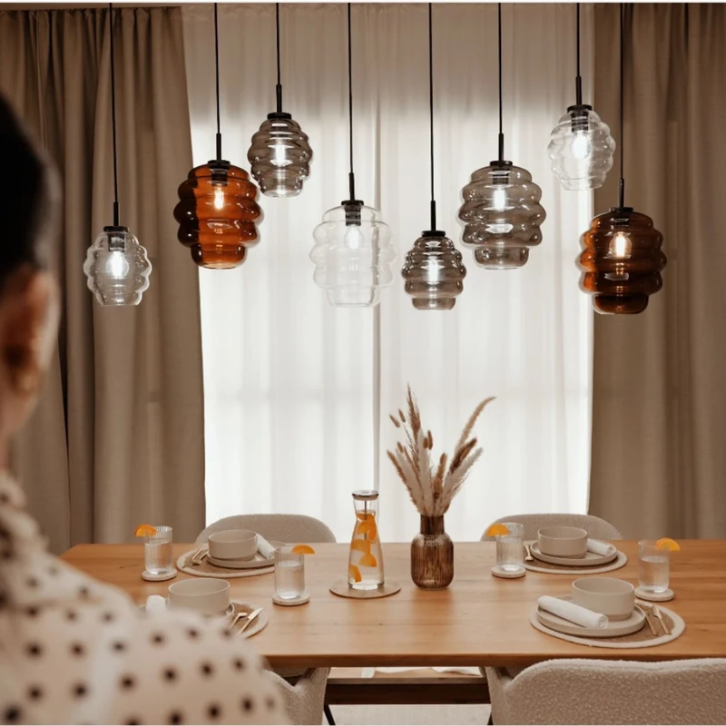 s.luce Echos Esstischlampe 8-flammig 200cm 3-reihig Ø 18/25cm