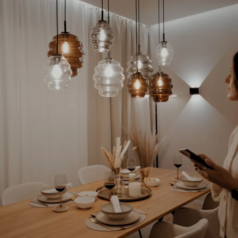 s.luce Echos Esstischlampe 8-flammig 200cm 3-reihig Ø 18/25cm