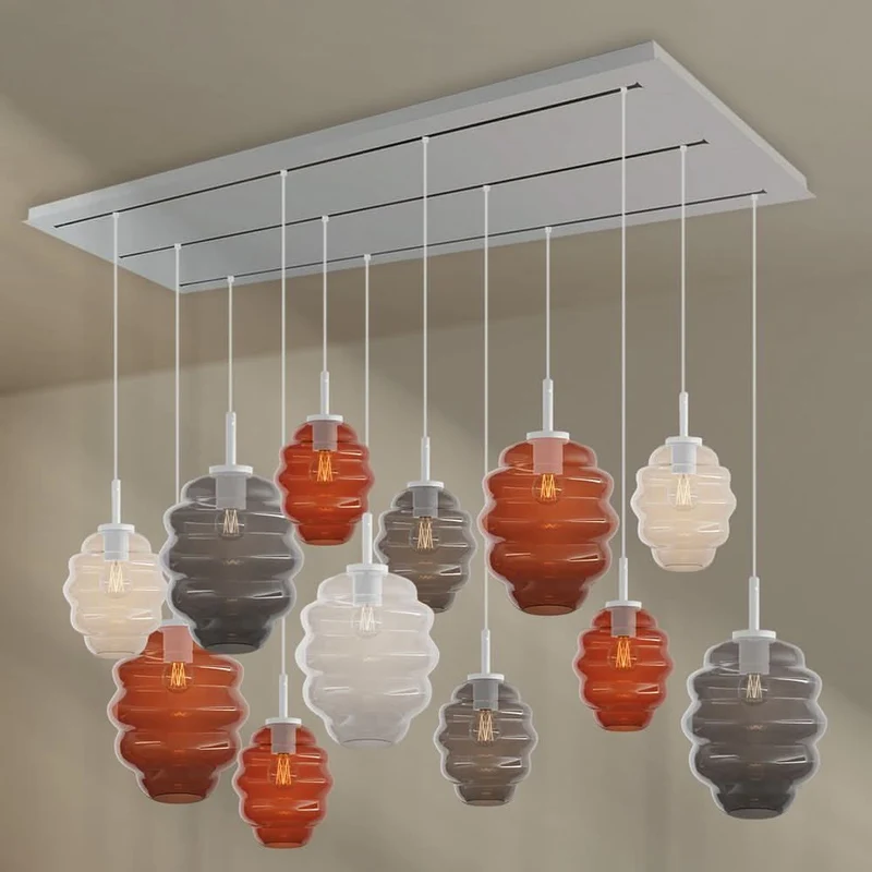 s.luce Echos Esszimmerlampe 12-flammig 200cm 3-reihig Ø 18/25cm