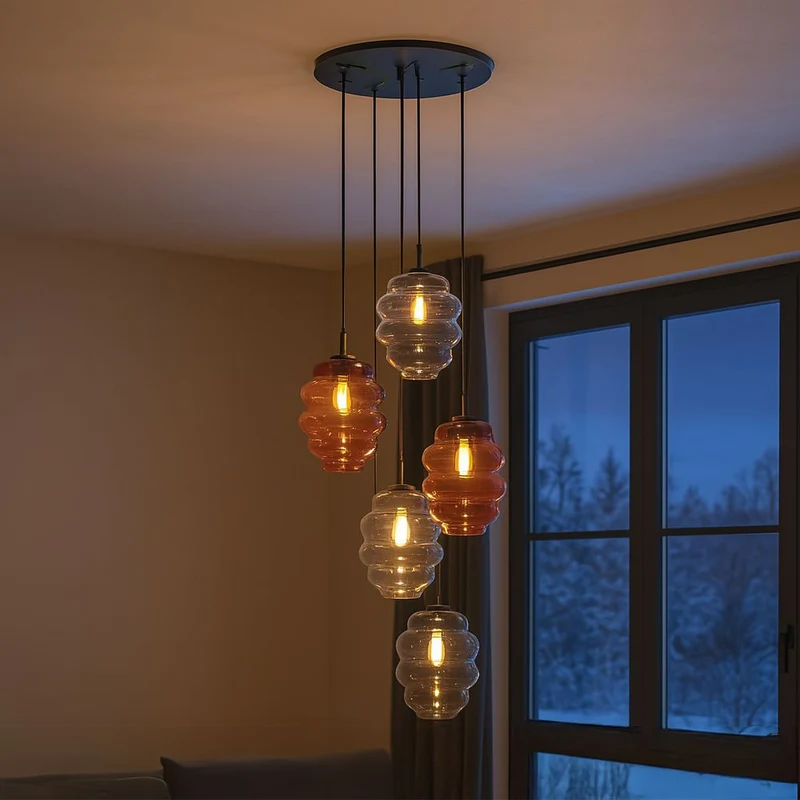 s.luce Echos Galerieleuchte 5-flammig Ø 60cm Baldachin Ø 25cm