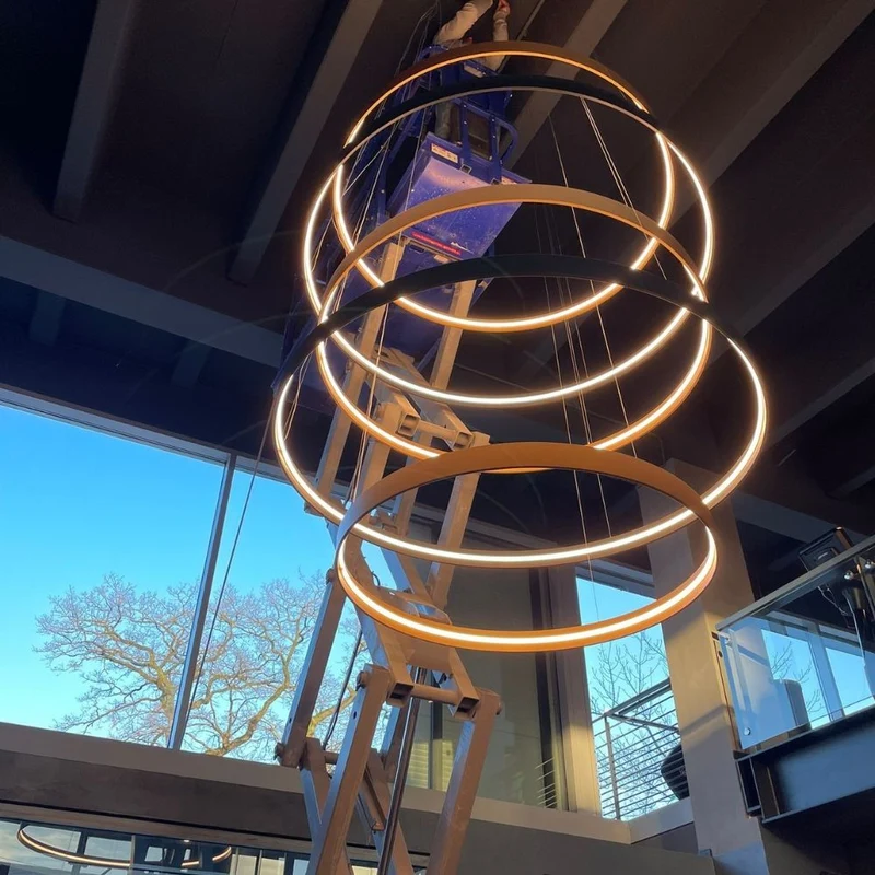 s.luce Made LED-Ring XL Pendelleuchte Ø bis 230 cm Dimmbar RAL