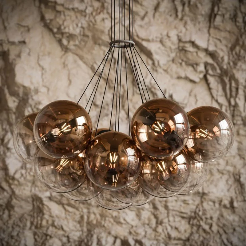 s.luce Orb Cluster Glaskugel Galerieleuchte Pendellampe 13-flammig