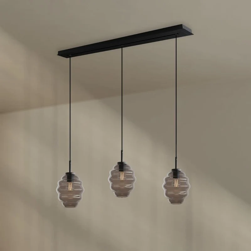 s.luce Echos Esstisch-Hängelampe 3-flammig 120cm Ø 18cm