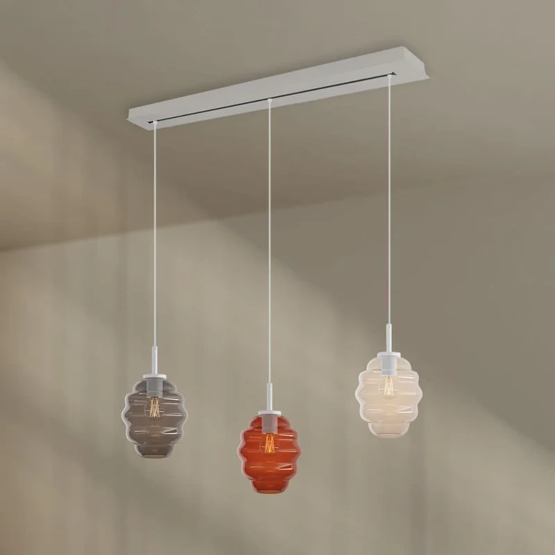 s.luce Echos Esstisch-Hängelampe 3-flammig 120cm Ø 18cm