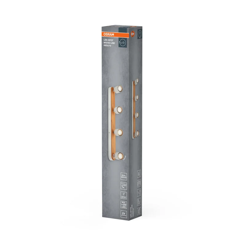 OSRAM LED Spot Wood Line lampe à poser 4xGU10 Blanc et décor bois
