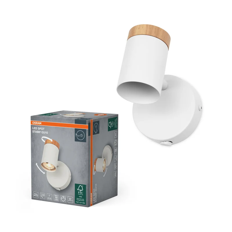OSRAM LED Spot Stamp applique 1xGU10 Blanc et bois