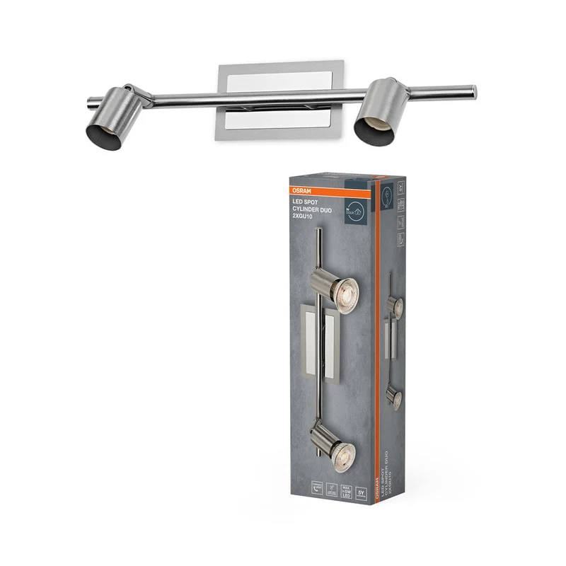 OSRAM LED Spot Cylinder Duo lampe à poser 2xGU10 Nickel brossé