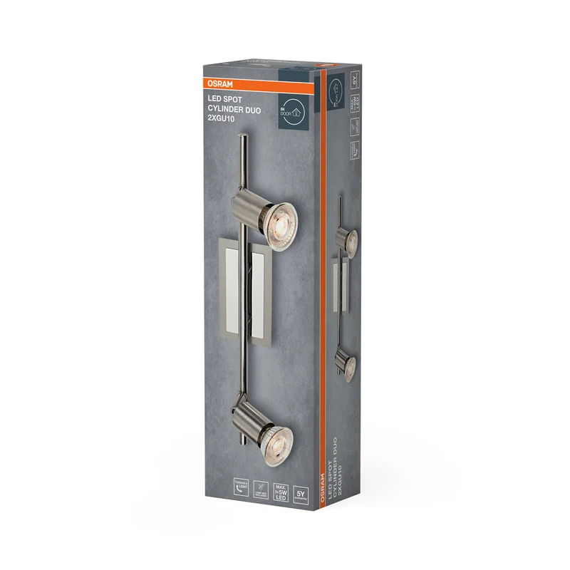 OSRAM LED Spot Cylinder Duo lampe à poser 2xGU10 Nickel brossé