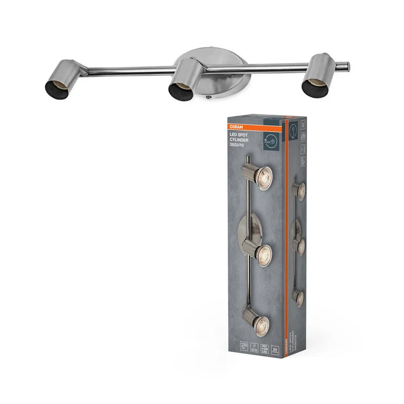 OSRAM LED Spot Cylinder lampe à poser 3xGU10 Nickel brossé