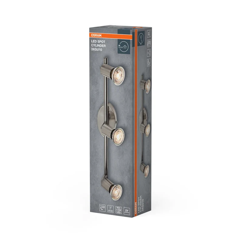 OSRAM LED Spot Cylinder lampe à poser 3xGU10 Nickel brossé