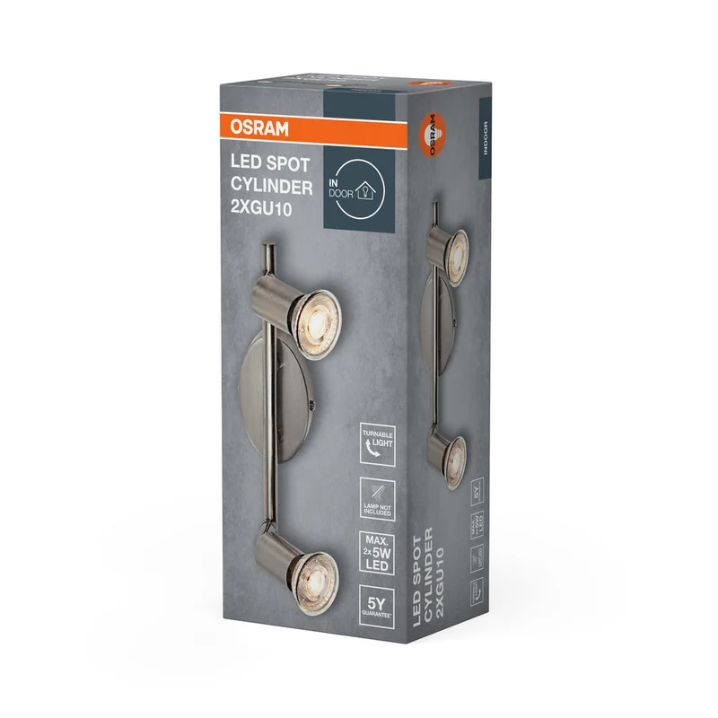 OSRAM LED Spot Cylinder lampe à poser 2xGU10 Nickel brossé