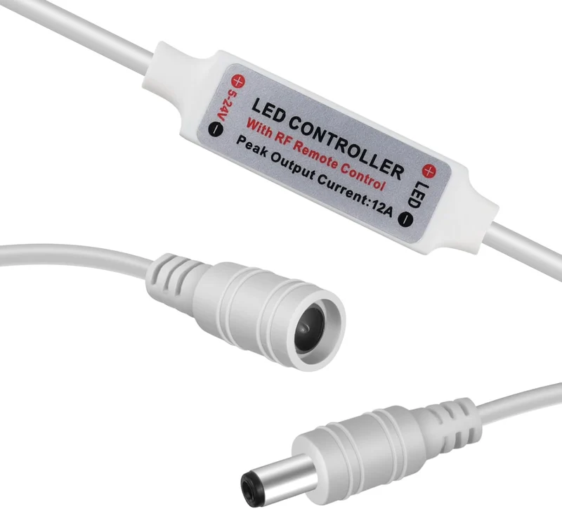 LED Strip Controller – 5V/24V – White RF Remote with Dimmer Function | For Single Color 5050/3528 Strips