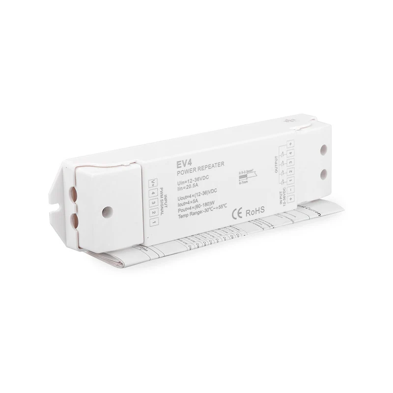 EV4 RGBW/RGBWW Amplifier Repeater – DC12V-36V | 4-Channel Signal Booster for LED Strips