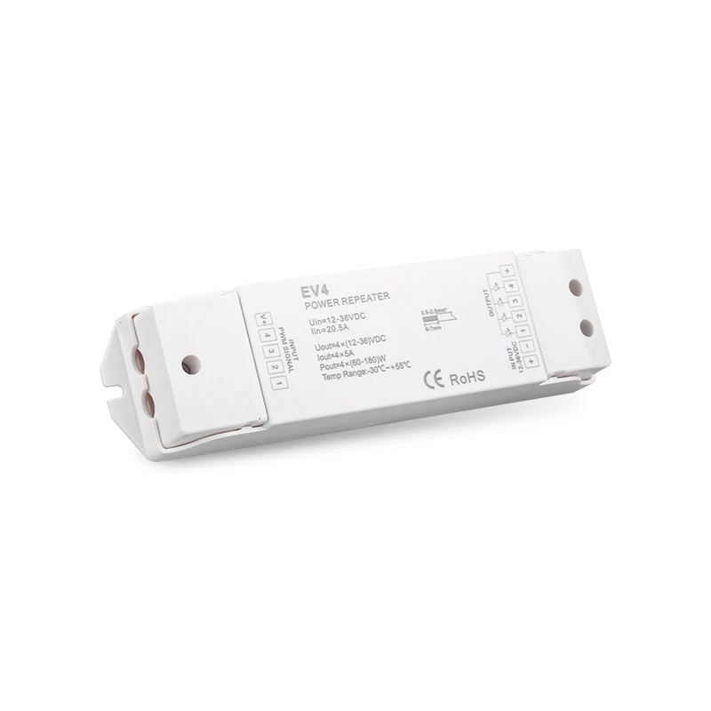 EV4 RGBW/RGBWW Amplifier Repeater – DC12V-36V | 4-Channel Signal Booster for LED Strips