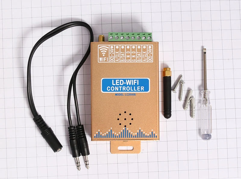 WiFi Music Pixel SPI LED Controller – DC12V-24V | Android APP + Sound Control | Aluminum Housing | For Addressable RGB/RGBW LED Strips