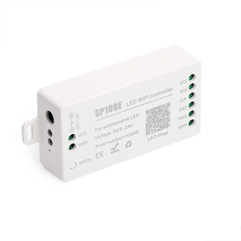 SP108E Pixel SPI LED Controller – DC5V-24V | Wireless App Control | Max 2048 Pixels | For Addressable RGB/RGBW LED Strips
