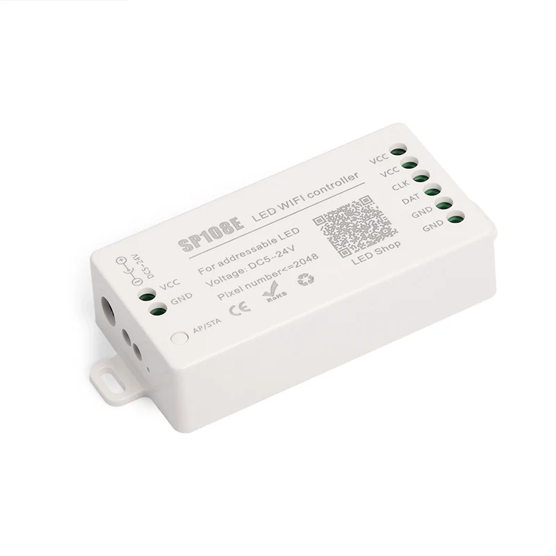 SP108E Pixel SPI LED Controller – DC5V-24V | Wireless App Control | Max 2048 Pixels | For Addressable RGB/RGBW LED Strips