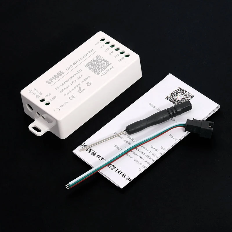 SP108E Pixel SPI LED Controller – DC5V-24V | Wireless App Control | Max 2048 Pixels | For Addressable RGB/RGBW LED Strips