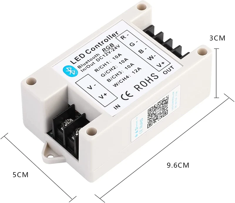 Bluetooth RGB/RGBW LED Strip Controller – DC12V-24V | Smartphone APP Control (iOS & Android) | For LED Strips