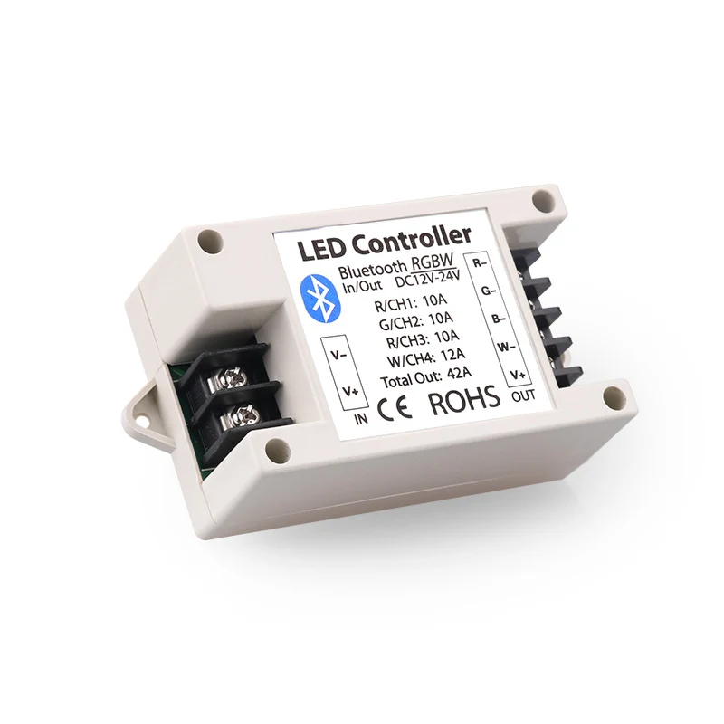 Bluetooth RGB/RGBW LED Strip Controller – DC12V-24V | Smartphone APP Control (iOS & Android) | For LED Strips