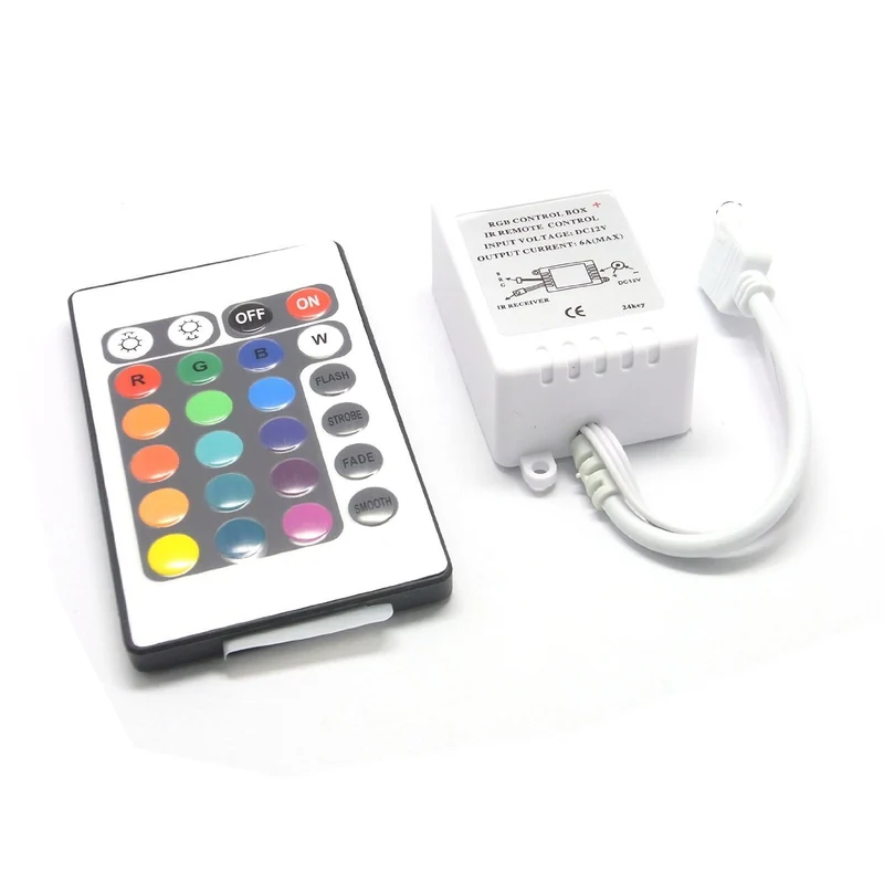 IR Remote RGB/RGBW LED Strip Controller – DC12V-24V | 24-Key / 40-Key / 44-Key Remote Options | For LED Strips