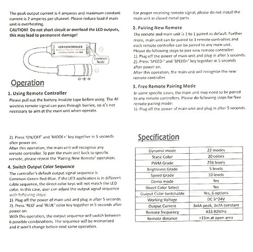 RGB LED Strip Controller – DC5V-24V 12A | Mini RF Wireless RGB Controller with 10-Key / 17-Key Remote | For LED Strips