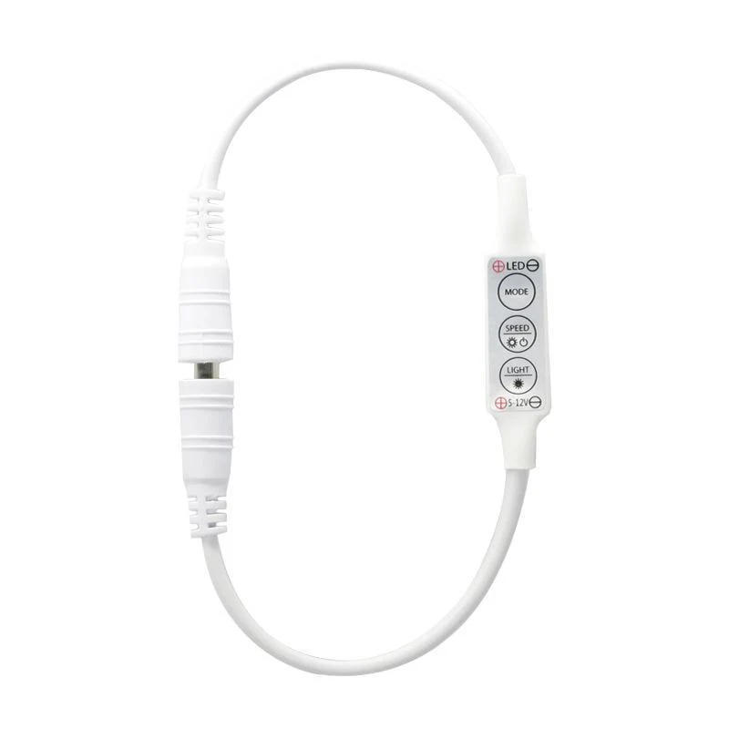 Single Color LED Strip Mini Dimmer – DC12V-24V 12A | Push-Button Inline LED Dimmer Controller | For LED Strips