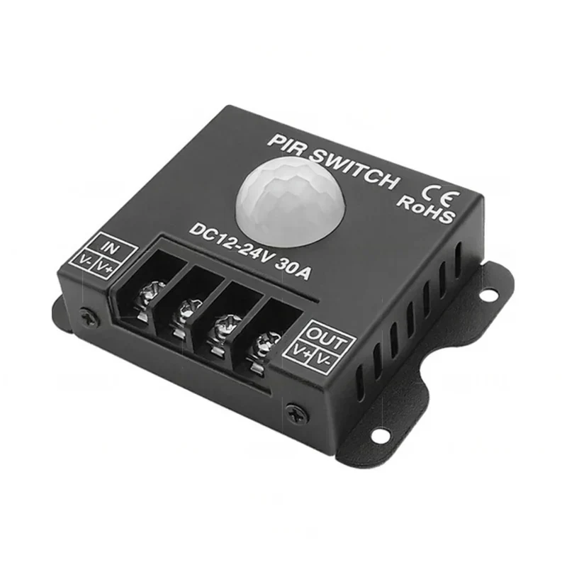 Single Color LED Strip Motion Sensor Switch – DC12V-24V 30A | PIR Infrared Motion Detector Controller | For LED Strips