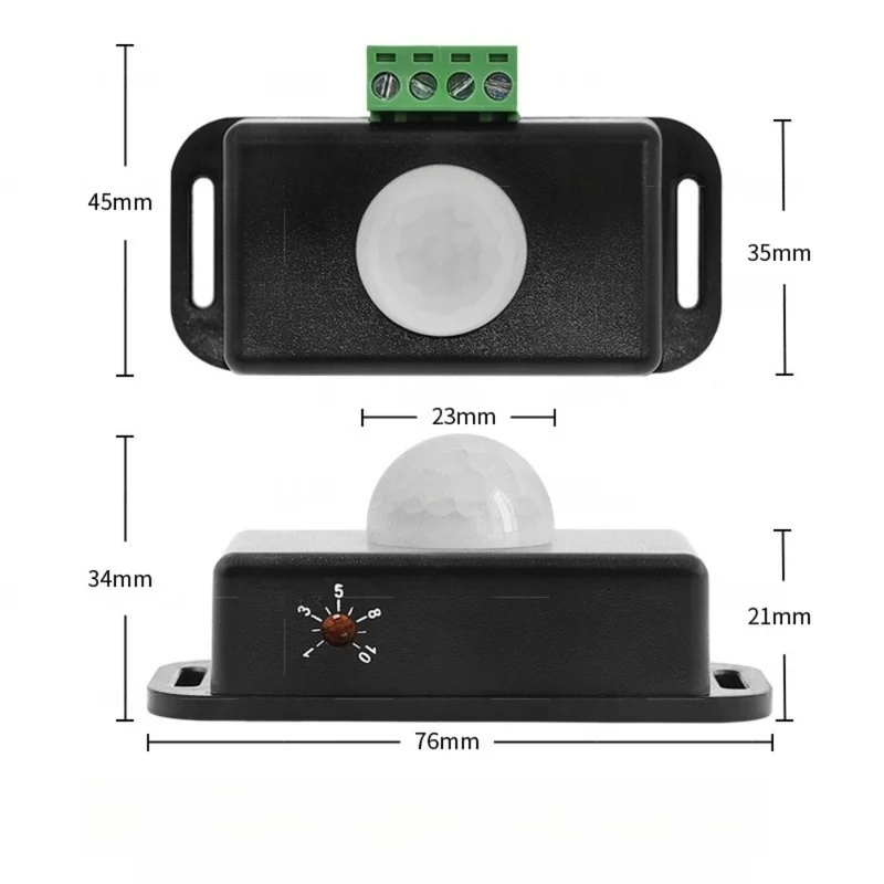 Single Color LED Strip Motion Sensor Switch – DC12V-24V 6A | PIR Infrared Motion Detector Controller | For LED Strips