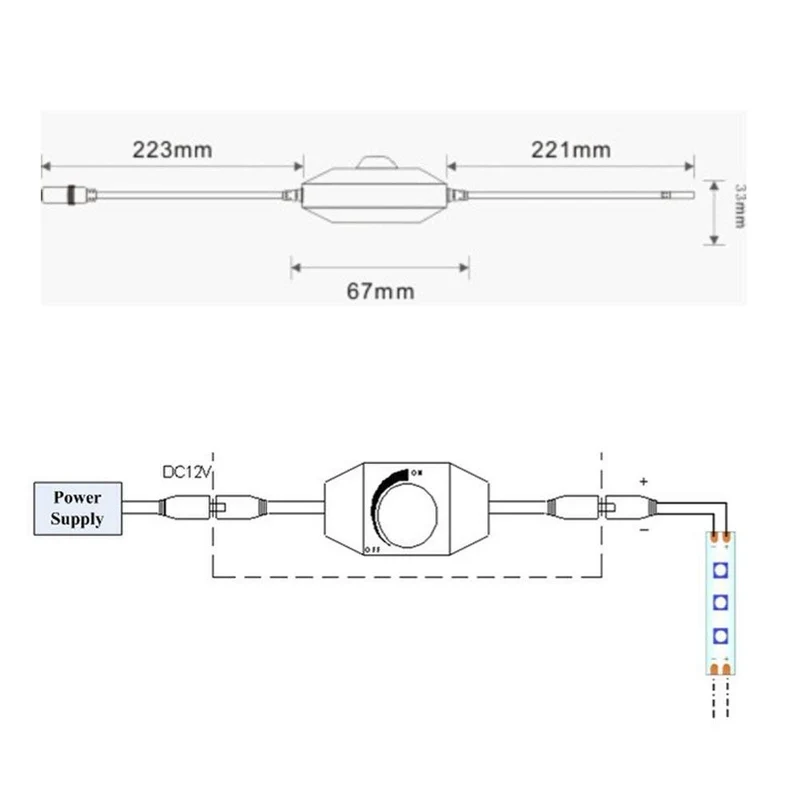 Single Color LED Strip Dimmer – DC12V-24V 6A | Rotary Switch LED Dimmer Controller | Black/Whiter | For LED Strips