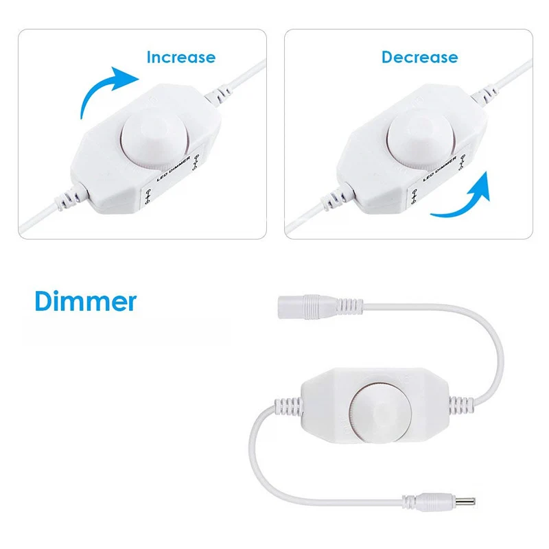 Single Color LED Strip Dimmer – DC12V-24V 6A | Rotary Switch LED Dimmer Controller | Black/Whiter | For LED Strips