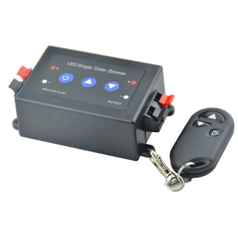 Single Color LED Strip Dimmer – DC12V-24V 8A | RF Wireless Remote LED Dimmer Controller with Key Switch | For 5050/3528 LED Strips