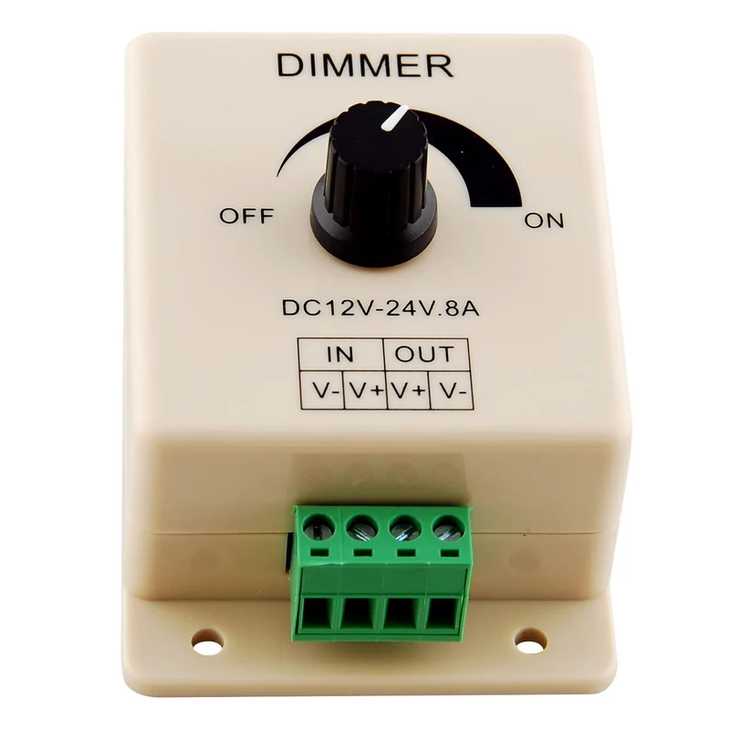 Single Color LED Strip Dimmer – DC12V-24V 8A | Rotary Knob LED Dimmer Controller | Wall Mounting | For 5050/3528 LED Strips