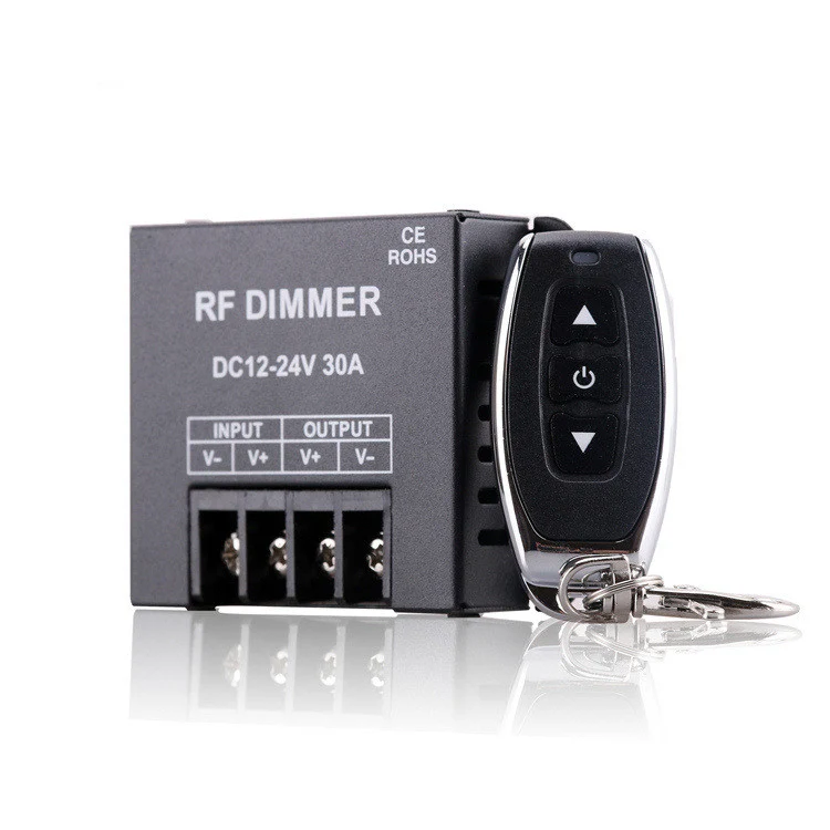 Single Color LED Strip Controller – DC12V-24V 30A | High Power RF Remote LED Dimmer Controller | For 5050/3528 LED Strips