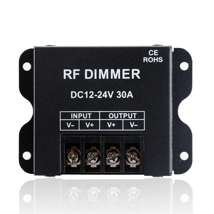 Single Color LED Strip Controller – DC12V-24V 30A | High Power RF Remote LED Dimmer Controller | For 5050/3528 LED Strips