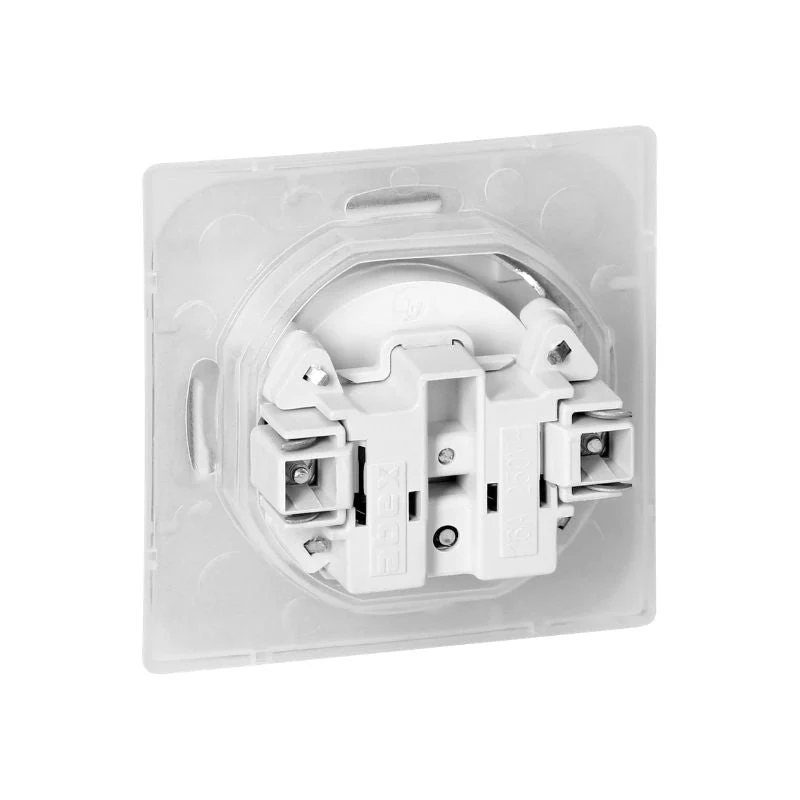 Prise Encastrée 2P+T 16A 250V avec Clapet + Plaque de Finition Simple - Blanc