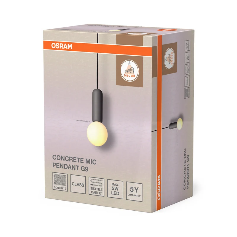 OSRAM DECOR Concrete Mic suspension 1xG9 Gris foncé