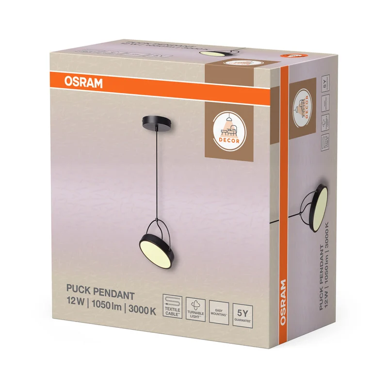 OSRAM DECOR Puck Suspension 12W Noir