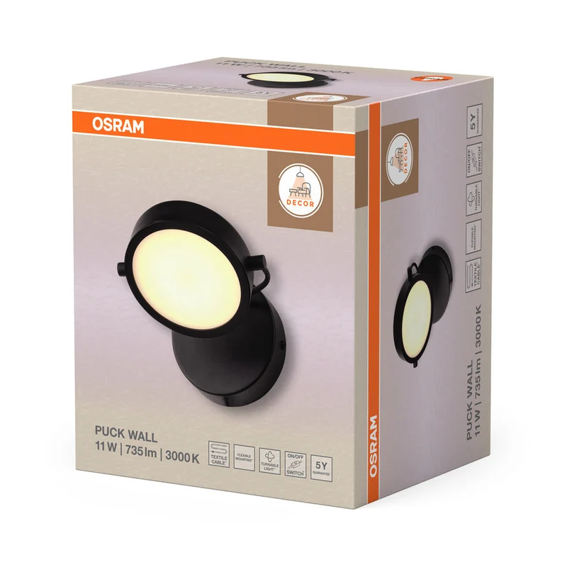 OSRAM DECOR Puck Applique murale 11W Noir
