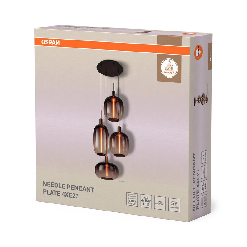 OSRAM DECOR Needle Plate Suspension 4xE27 Gris foncé