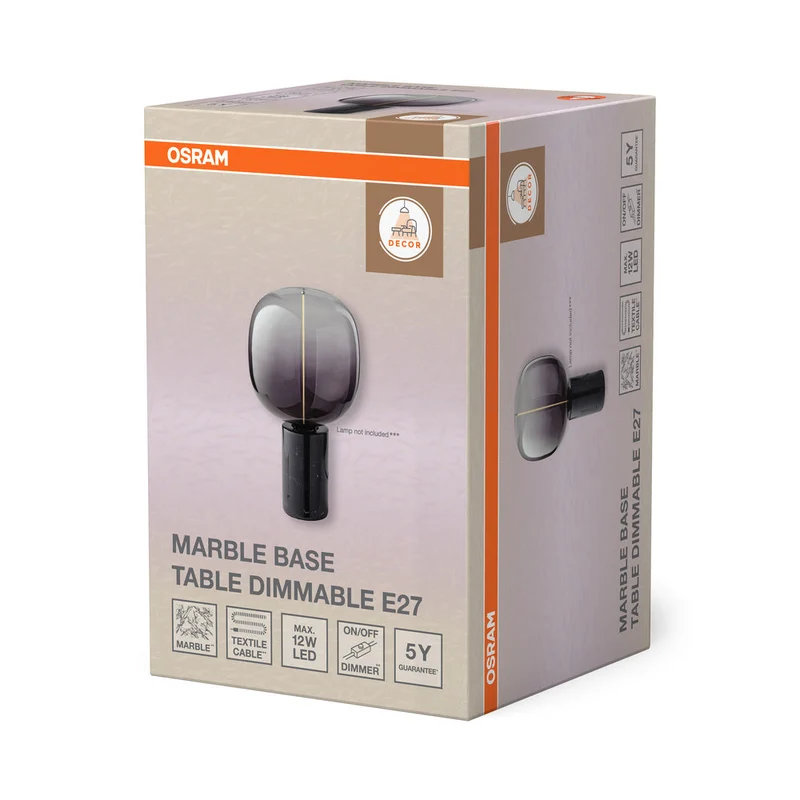 OSRAM DECOR Marble Base lampe à poser Dim E27 Noir