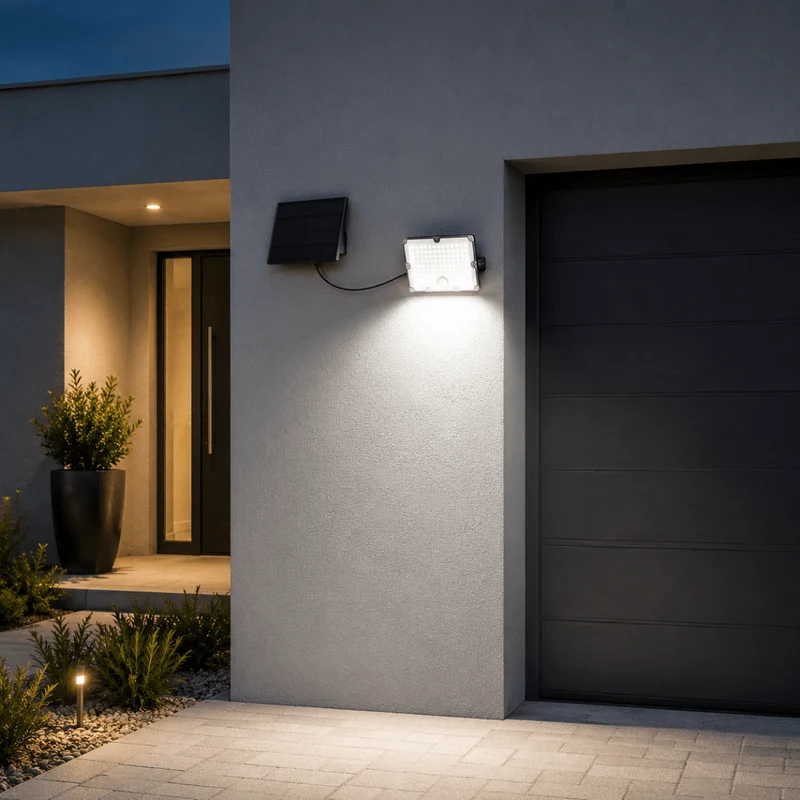 Projecteur Led Solaire Extérieur 9W IP65 3-CCT Détecteur de Lumière et de Mouvement