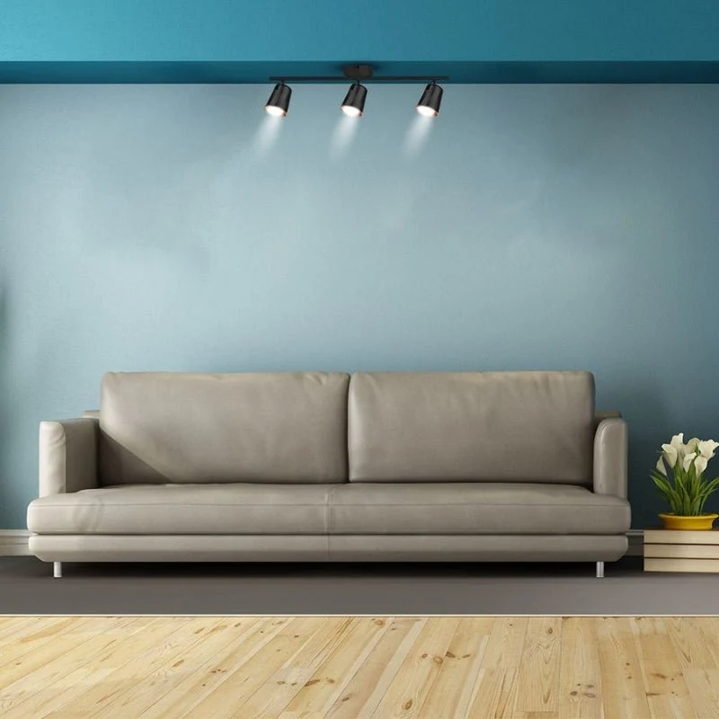 Plafonnier 3 Spot Orientable Alu Noir 15W 60cm