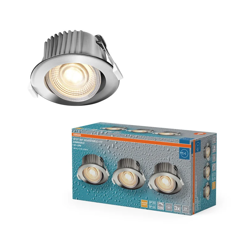 OSRAM Spot LED encastrable salle de bain DIM IP44 orientable 4,9W 36° chrome ⌀68 mm